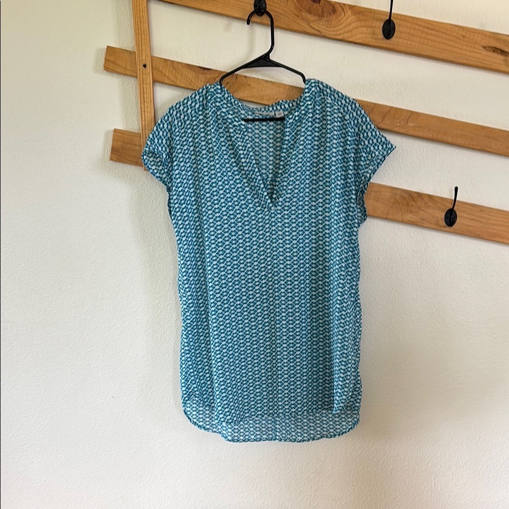 🌺Halogen Blue Relaxed Cap Sleeve Blouse